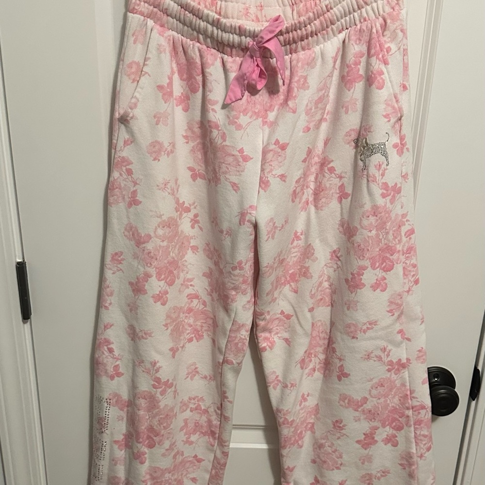 PINK x Love Shack Fancy Victoria's Secret Collab Fleece Wide Leg Sweatpants